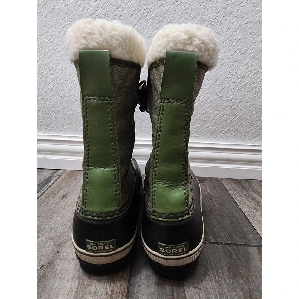 Boys Sorel Boots Sz 5 Youth Pac Winter Waterproof Green Mid Calf Snow